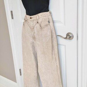 Vtg Rocky Mountain high waisted Jeans size 27 x 34L Tan bareback style